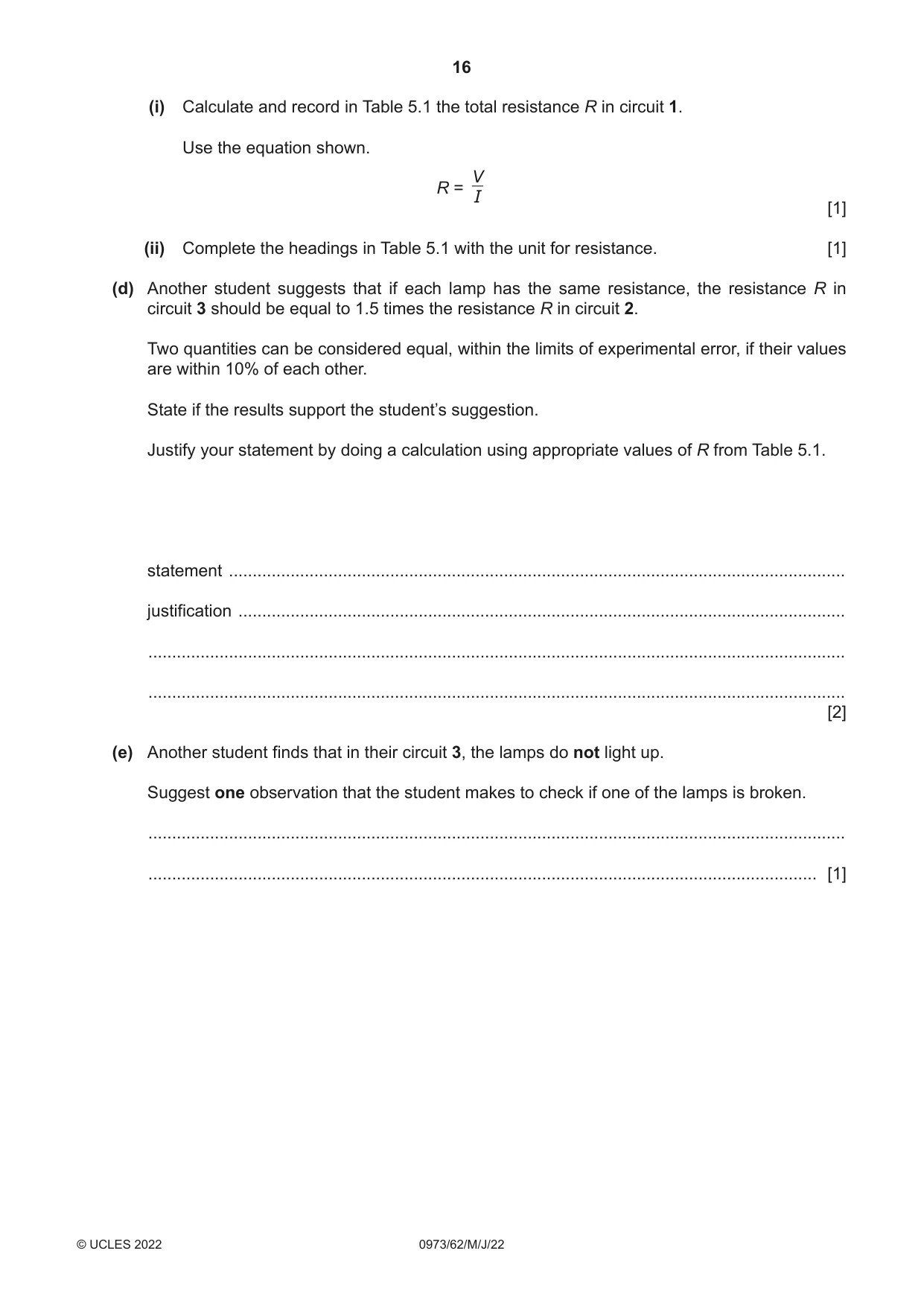 Cambridge IGCSE Sciences - Co-ordinated (9-1) 0973 2022 May/June Paper 6 · Variant 2 question paper, page 16 of 20