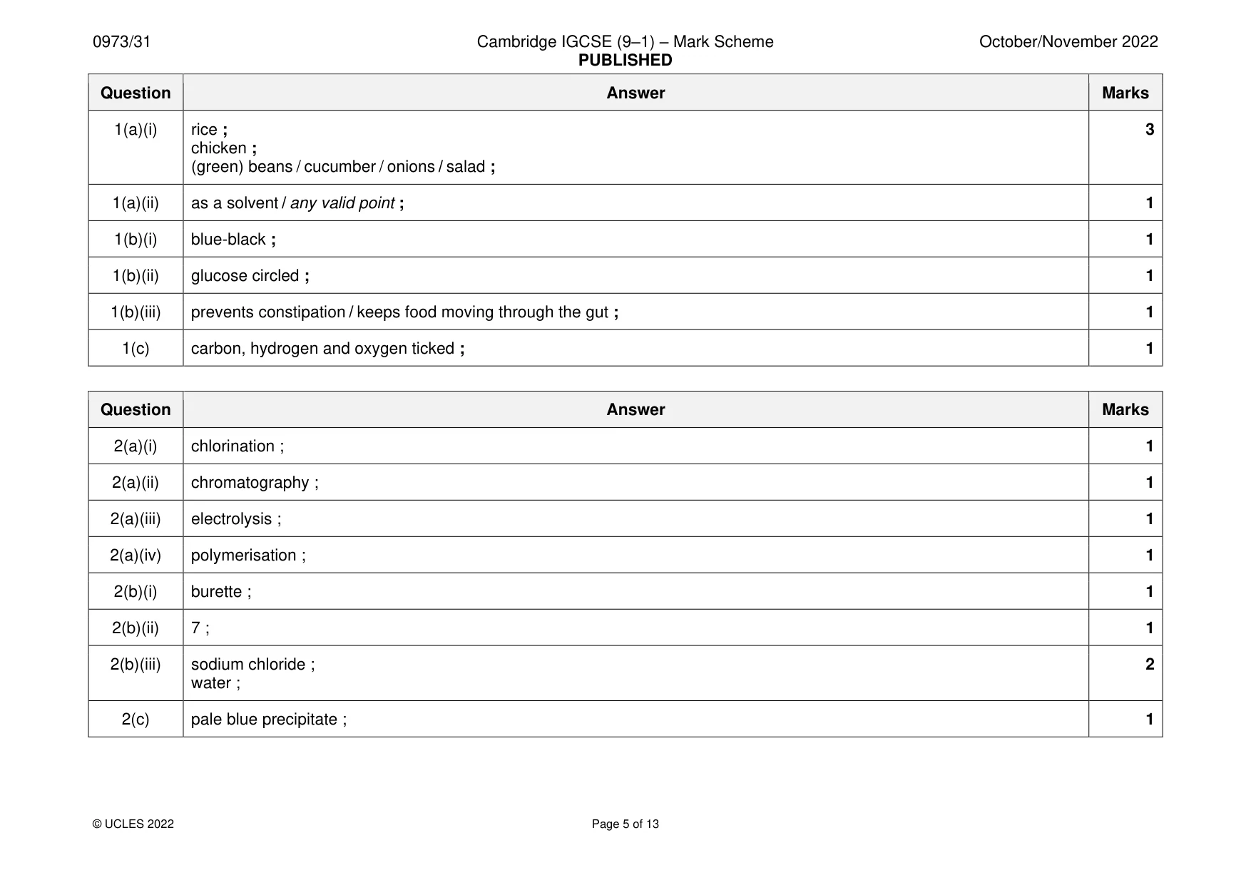 Mark scheme, page 5 of 13