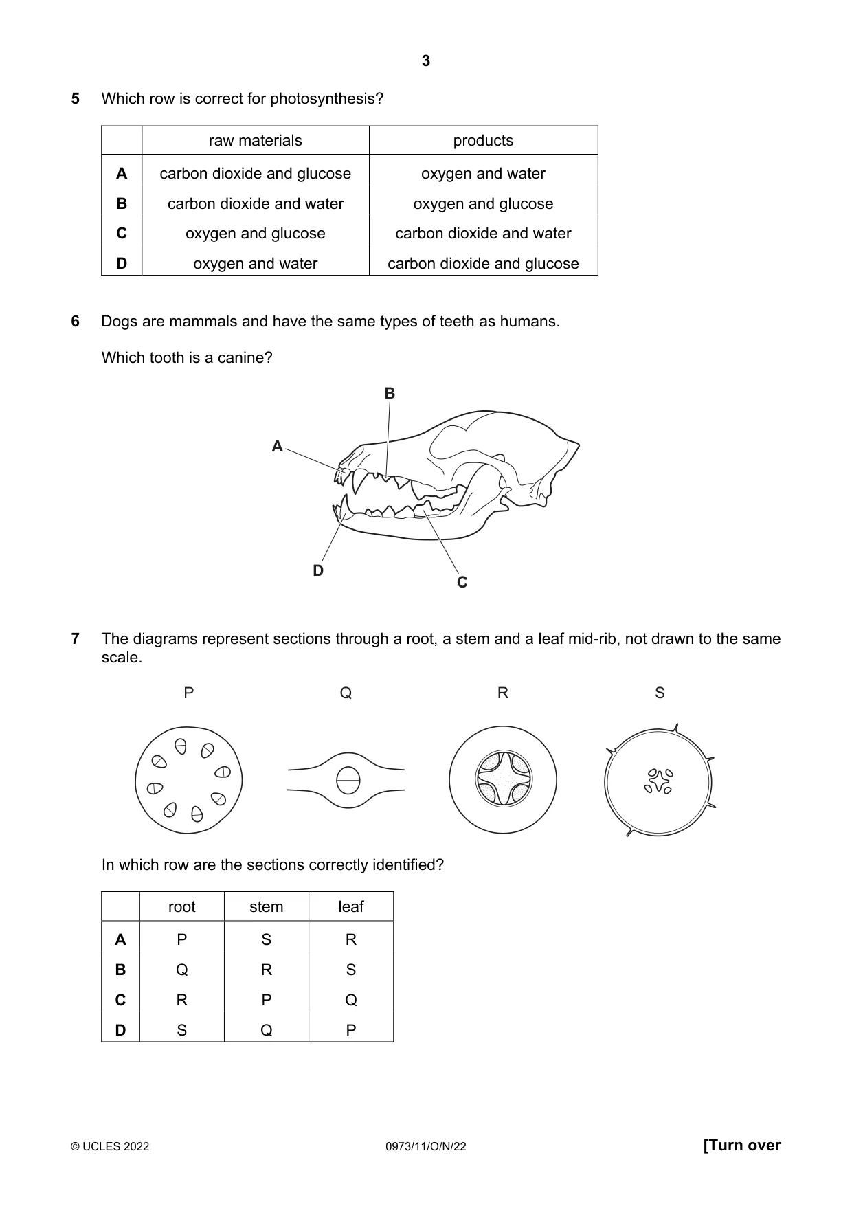 Cambridge IGCSE Sciences - Co-ordinated (9-1) 0973 2022 Oct/Nov Paper 1 · Variant 1 question paper, page 3 of 16