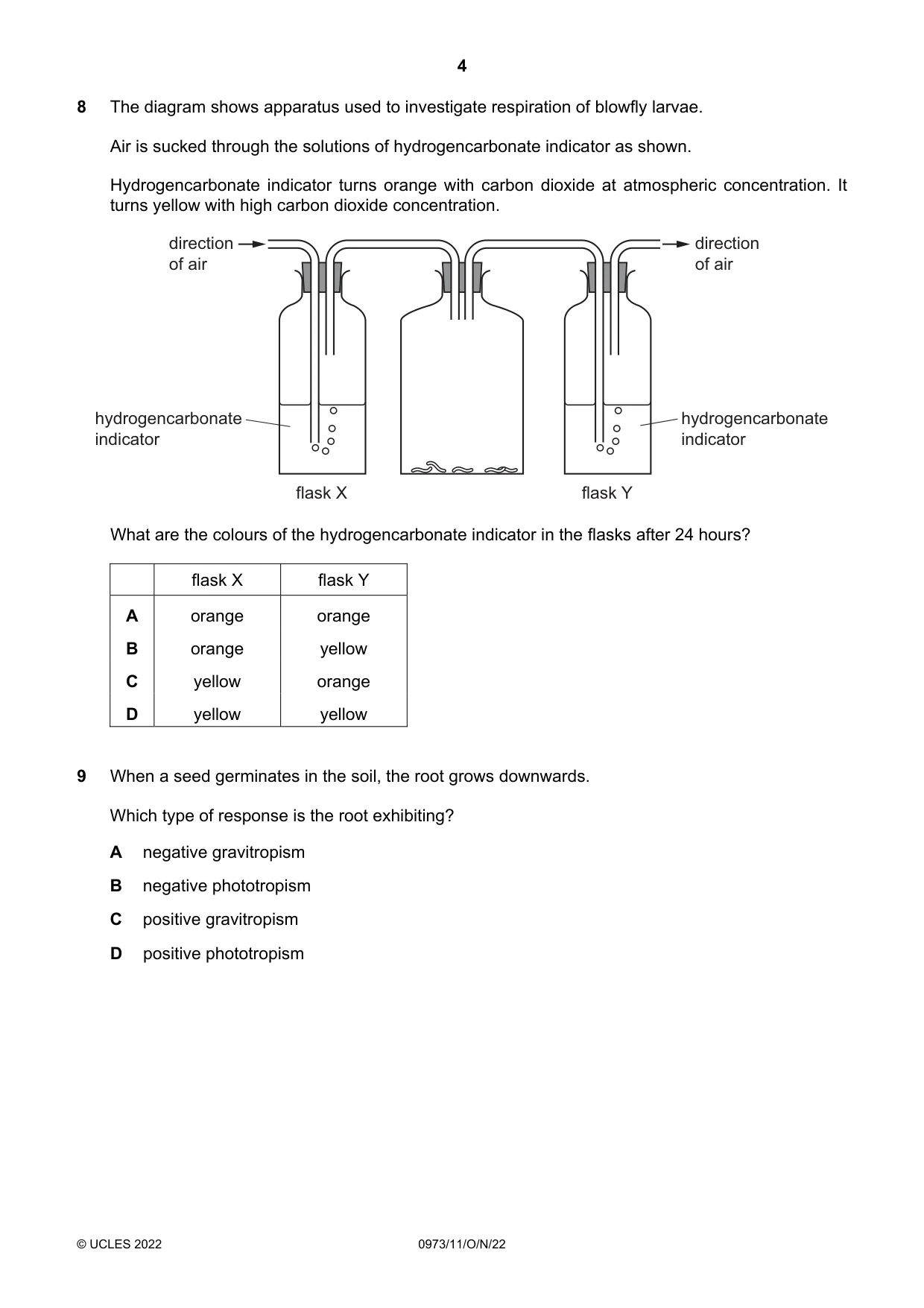 Cambridge IGCSE Sciences - Co-ordinated (9-1) 0973 2022 Oct/Nov Paper 1 · Variant 1 question paper, page 4 of 16