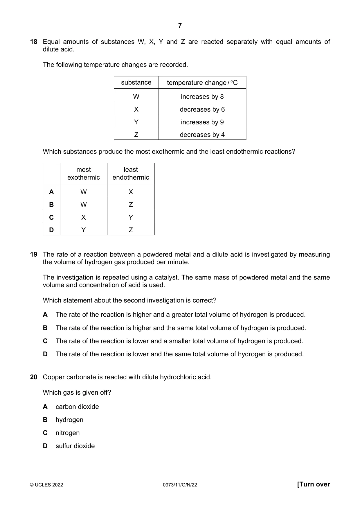 Cambridge IGCSE Sciences - Co-ordinated (9-1) 0973 2022 Oct/Nov Paper 1 · Variant 1 question paper, page 7 of 16