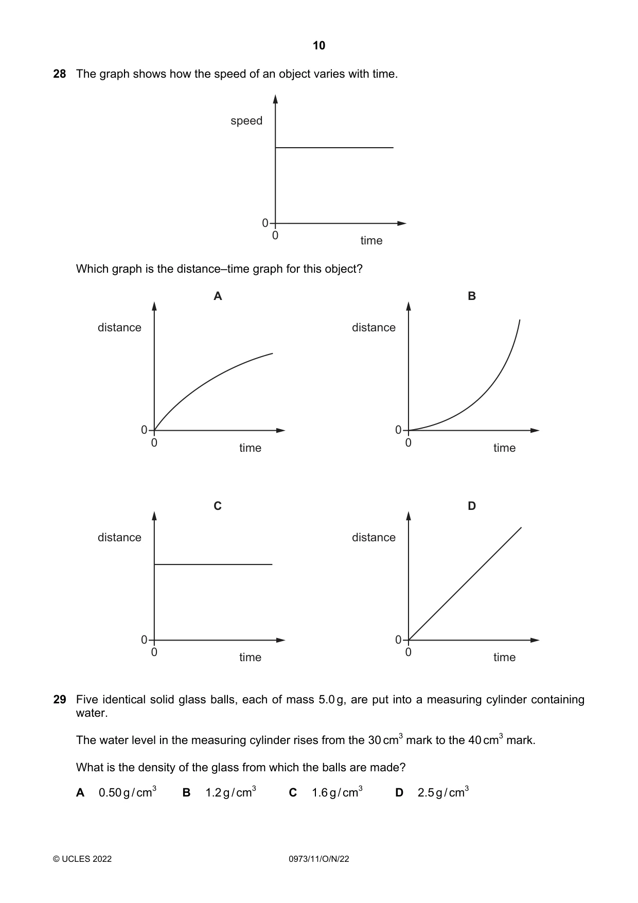 Cambridge IGCSE Sciences - Co-ordinated (9-1) 0973 2022 Oct/Nov Paper 1 · Variant 1 question paper, page 10 of 16