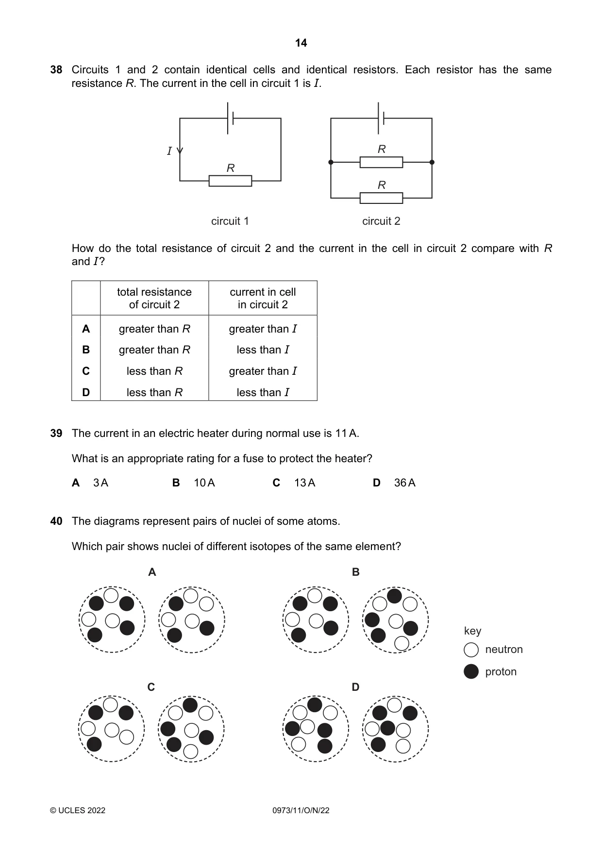 Cambridge IGCSE Sciences - Co-ordinated (9-1) 0973 2022 Oct/Nov Paper 1 · Variant 1 question paper, page 14 of 16