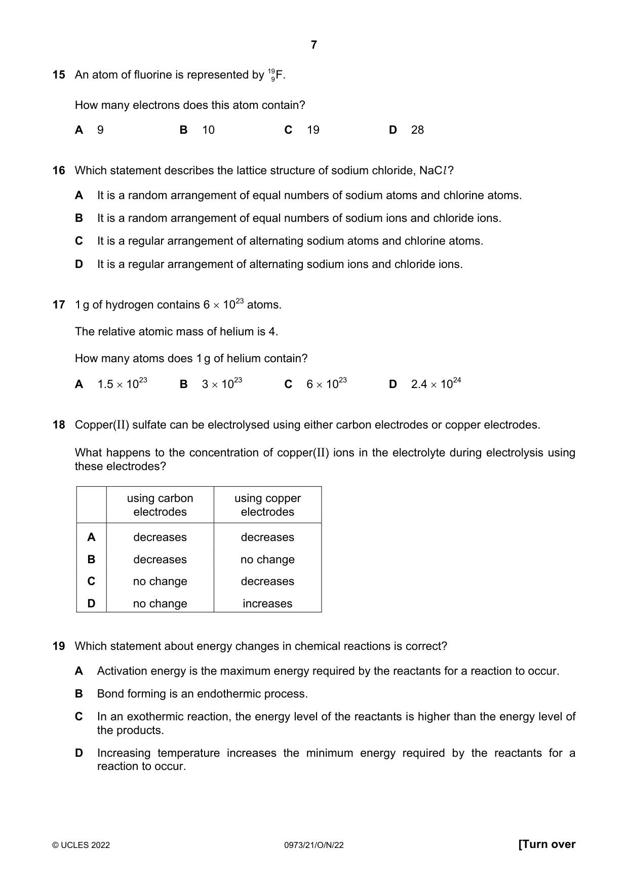 Cambridge IGCSE Sciences - Co-ordinated (9-1) 0973 2022 Oct/Nov Paper 2 · Variant 1 question paper, page 7 of 16