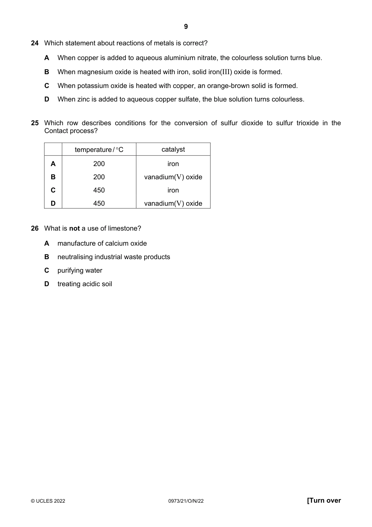 Cambridge IGCSE Sciences - Co-ordinated (9-1) 0973 2022 Oct/Nov Paper 2 · Variant 1 question paper, page 9 of 16