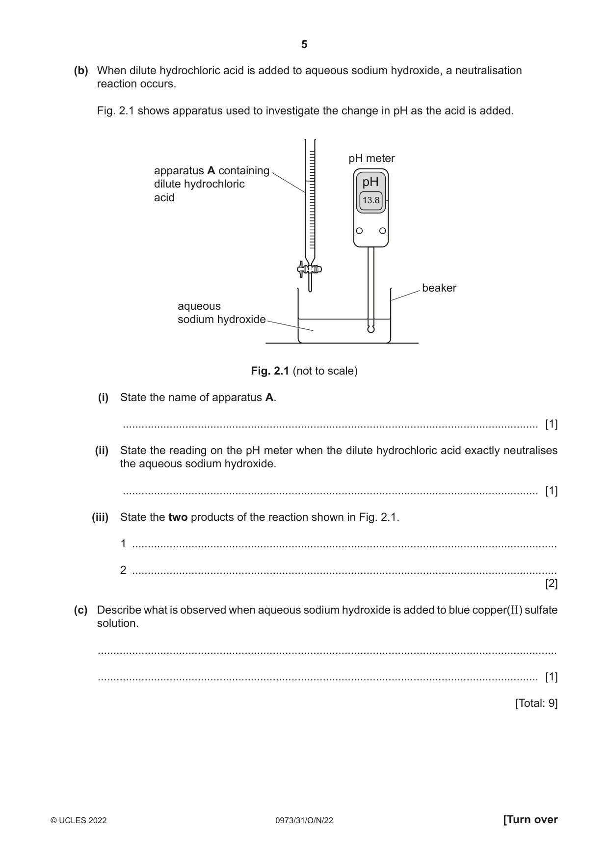Cambridge IGCSE Sciences - Co-ordinated (9-1) 0973 2022 Oct/Nov Paper 3 · Variant 1 question paper, page 5 of 28