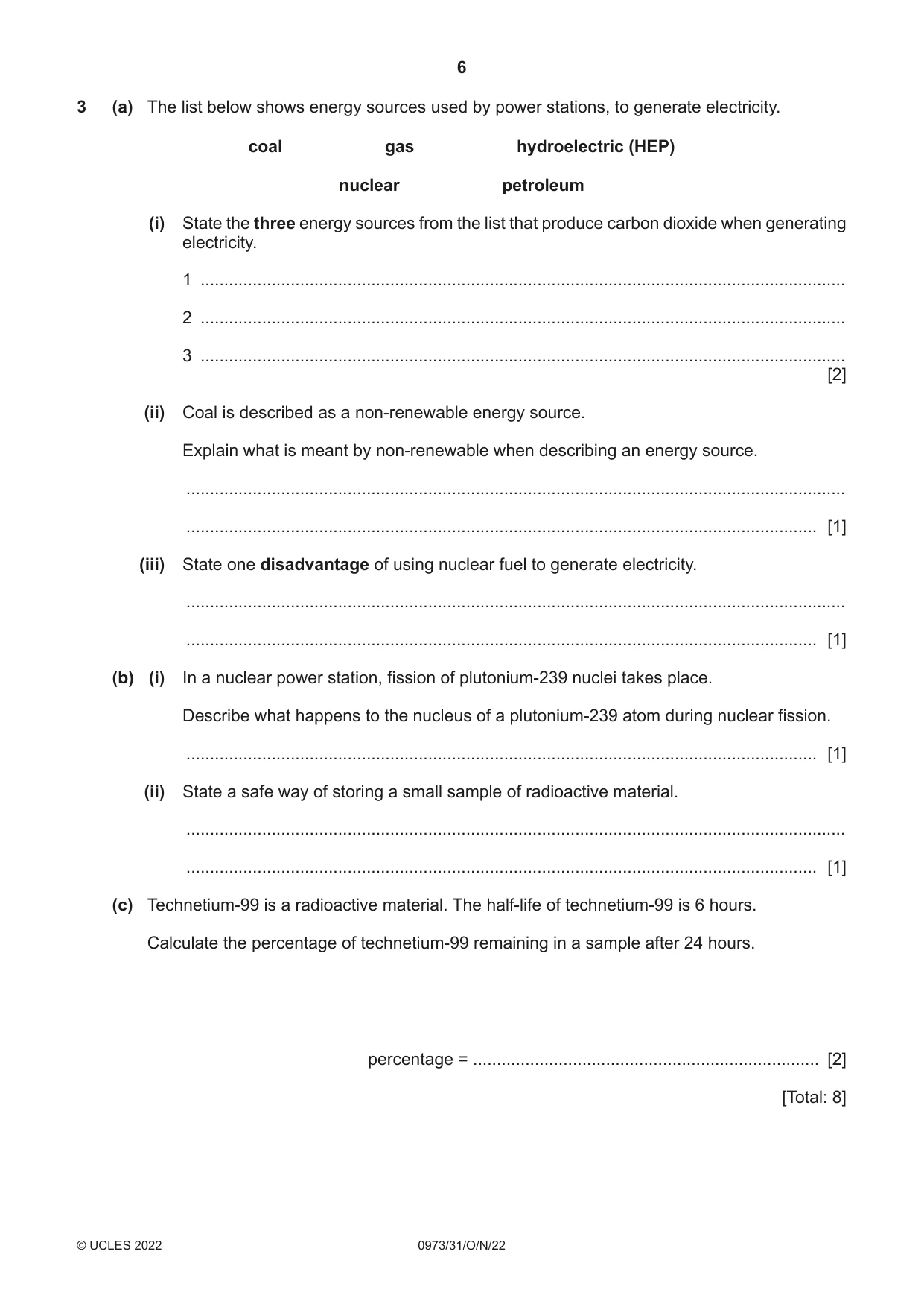 Cambridge IGCSE Sciences - Co-ordinated (9-1) 0973 2022 Oct/Nov Paper 3 · Variant 1 question paper, page 6 of 28