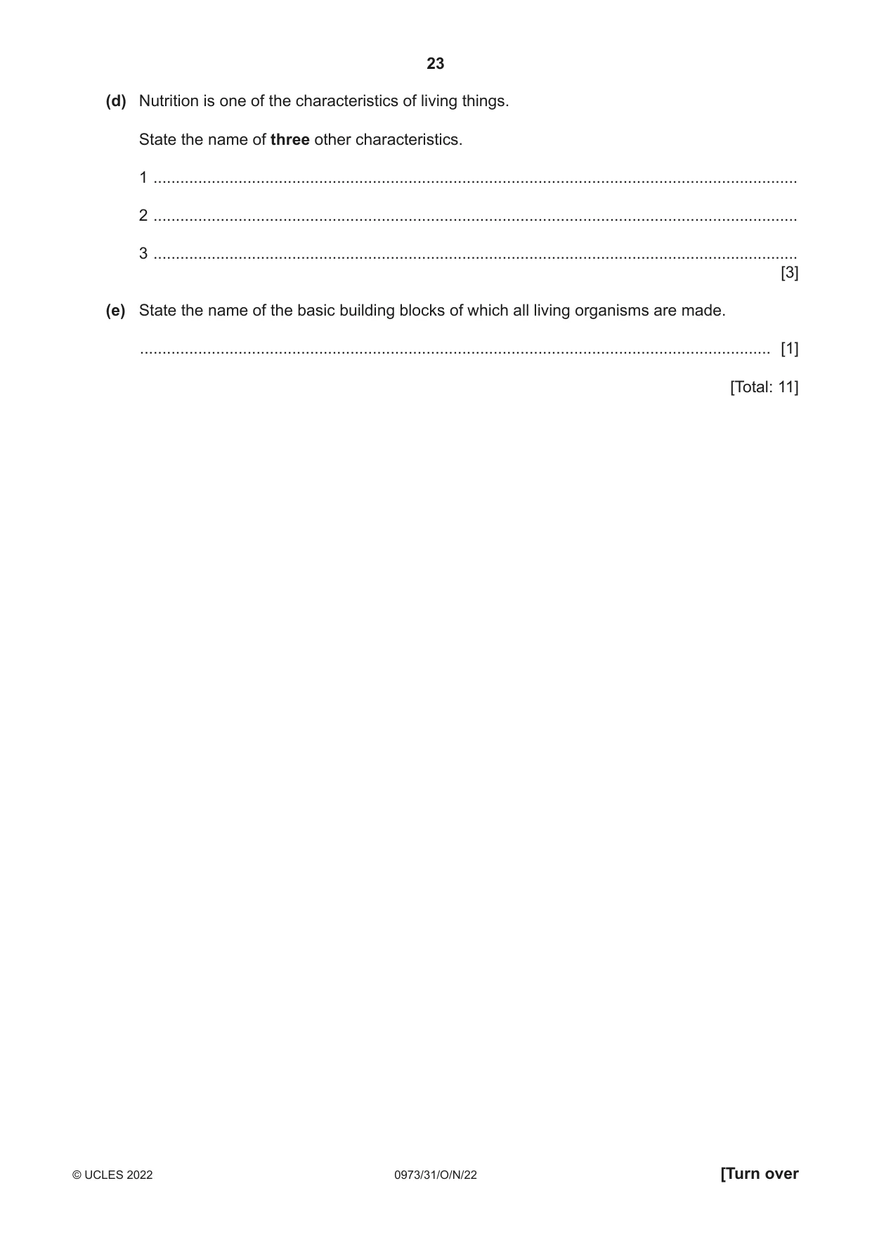 Cambridge IGCSE Sciences - Co-ordinated (9-1) 0973 2022 Oct/Nov Paper 3 · Variant 1 question paper, page 23 of 28