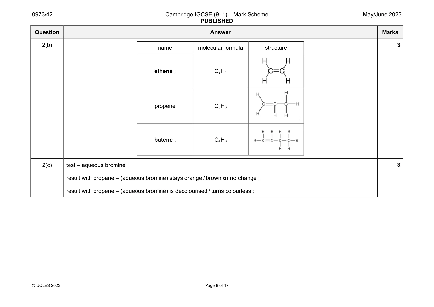 Mark scheme, page 8 of 17