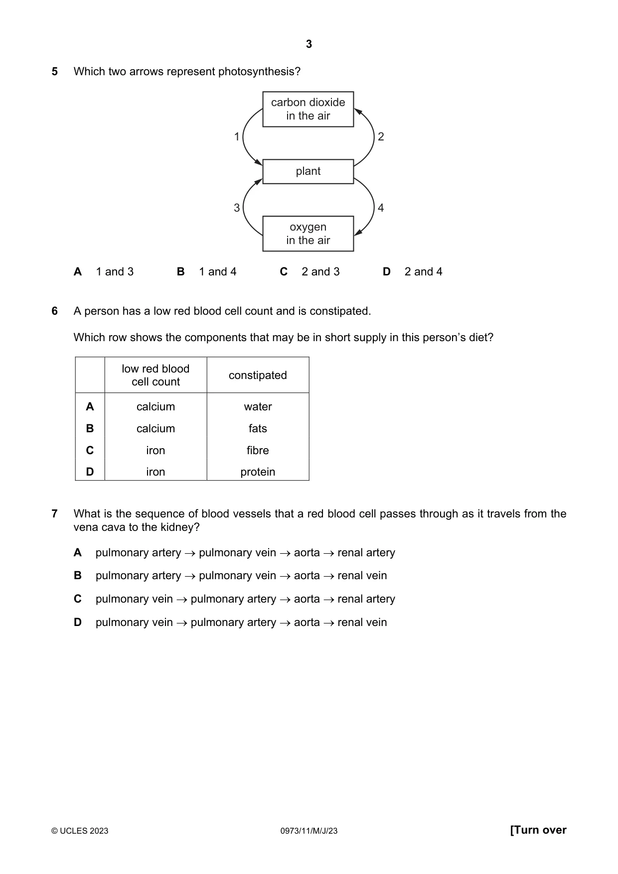 Cambridge IGCSE Sciences - Co-ordinated (9-1) 0973 2023 May/June Paper 1 · Variant 1 question paper, page 3 of 16
