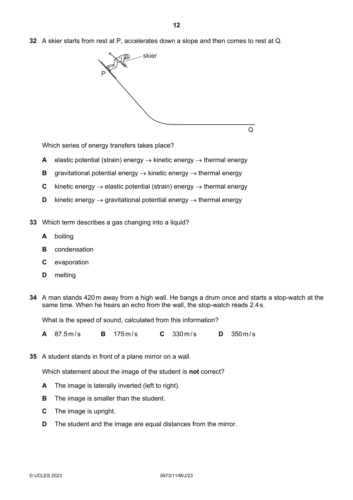 Cambridge IGCSE Sciences - Co-ordinated (9-1) 0973 2023 May/June Paper 1 · Variant 1 question paper, page 12 of 16