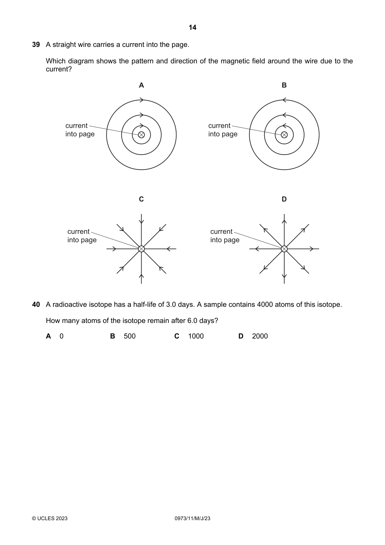 Cambridge IGCSE Sciences - Co-ordinated (9-1) 0973 2023 May/June Paper 1 · Variant 1 question paper, page 14 of 16