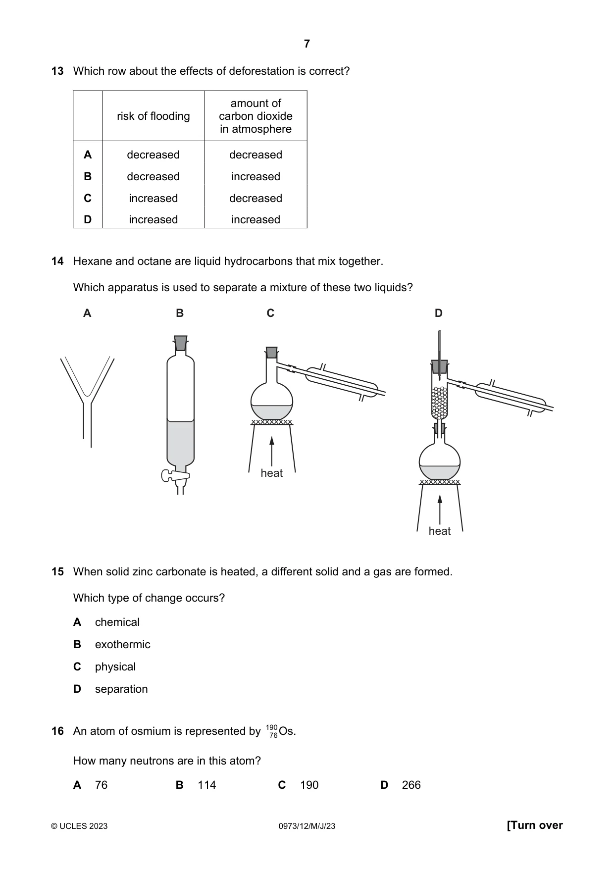 Cambridge IGCSE Sciences - Co-ordinated (9-1) 0973 2023 May/June Paper 1 · Variant 2 question paper, page 7 of 16