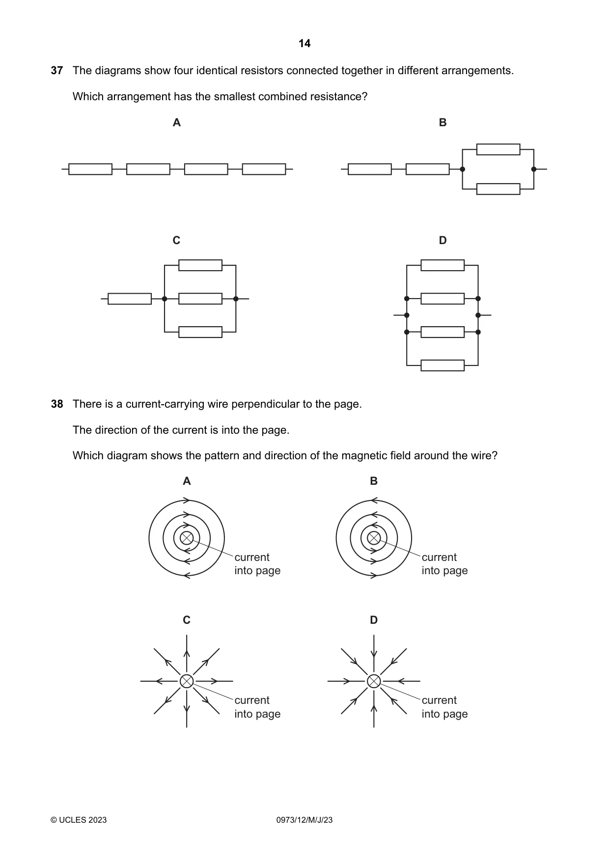 Cambridge IGCSE Sciences - Co-ordinated (9-1) 0973 2023 May/June Paper 1 · Variant 2 question paper, page 14 of 16