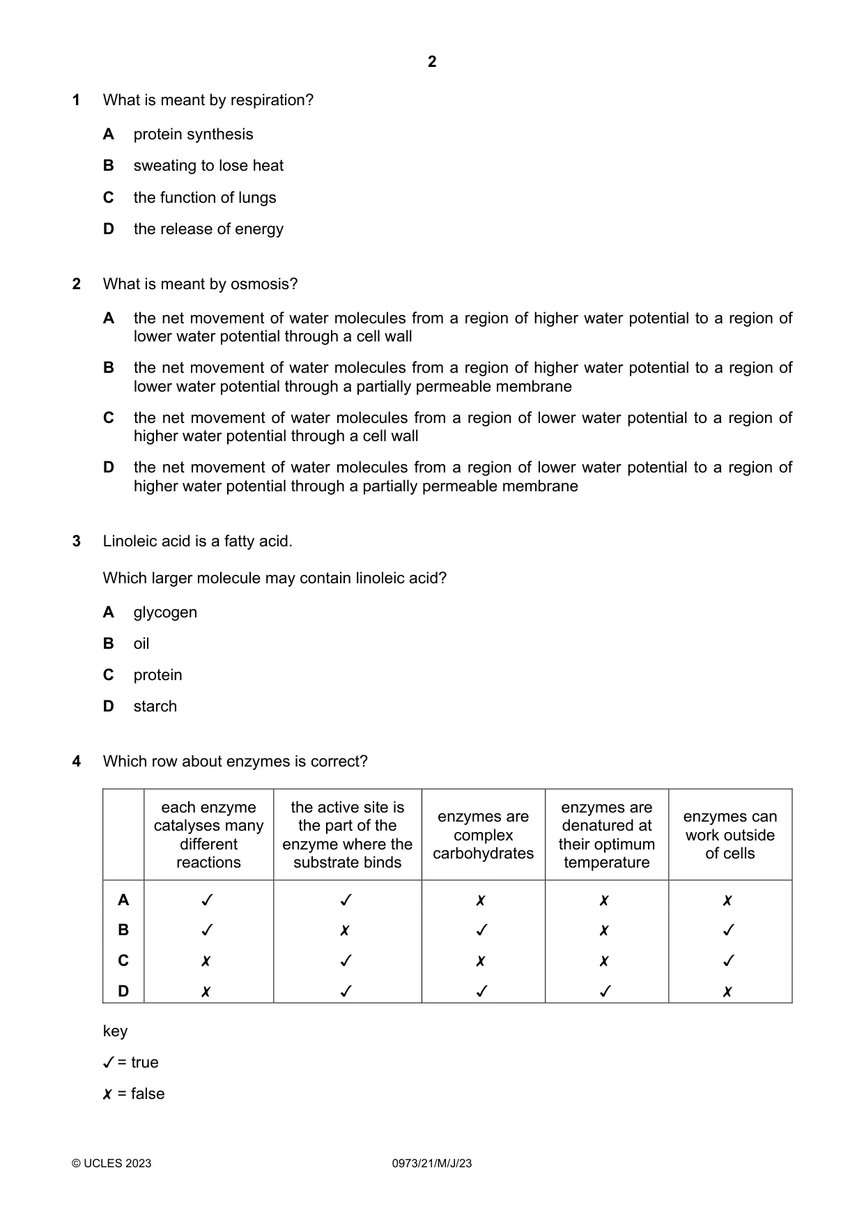 Cambridge IGCSE Sciences - Co-ordinated (9-1) 0973 2023 May/June Paper 2 · Variant 1 question paper, page 2 of 16