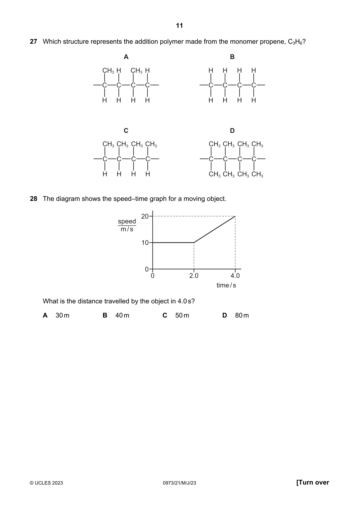 Cambridge IGCSE Sciences - Co-ordinated (9-1) 0973 2023 May/June Paper 2 · Variant 1 question paper, page 11 of 16