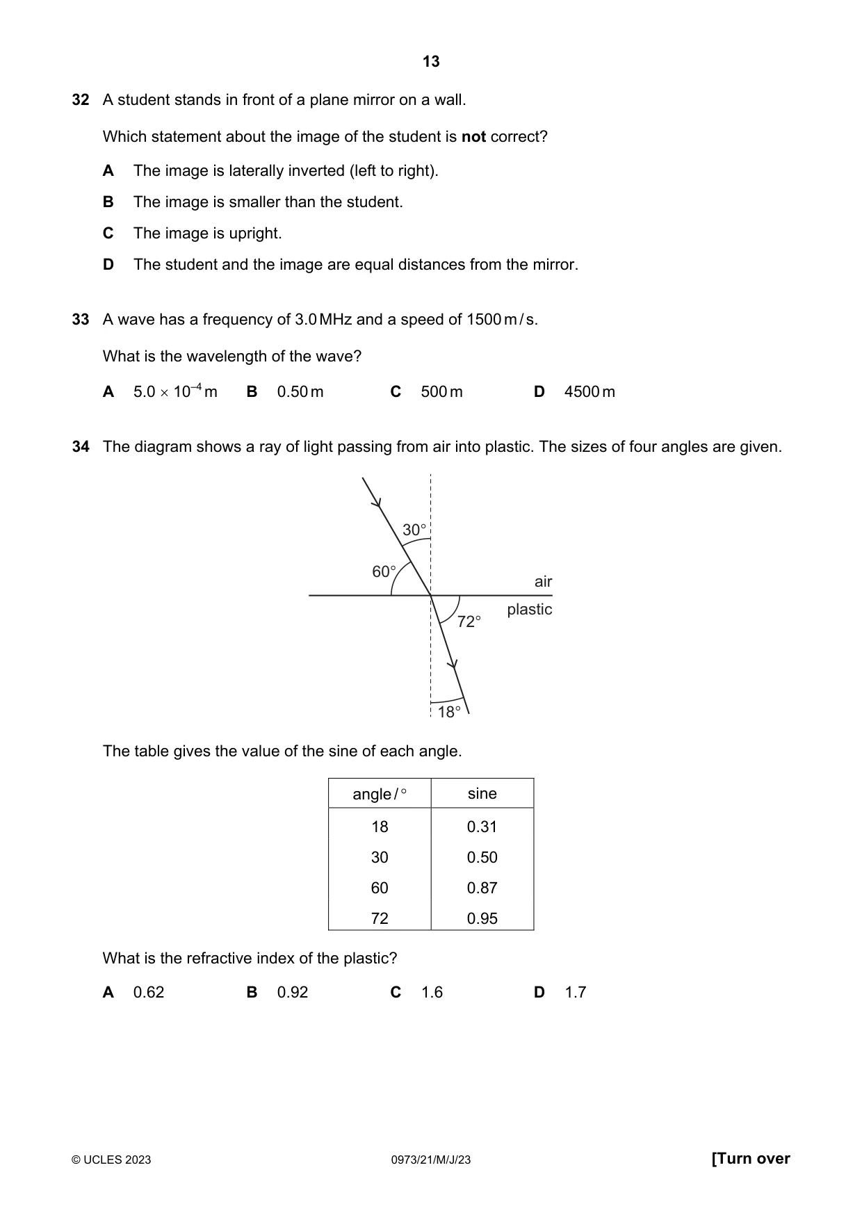 Cambridge IGCSE Sciences - Co-ordinated (9-1) 0973 2023 May/June Paper 2 · Variant 1 question paper, page 13 of 16