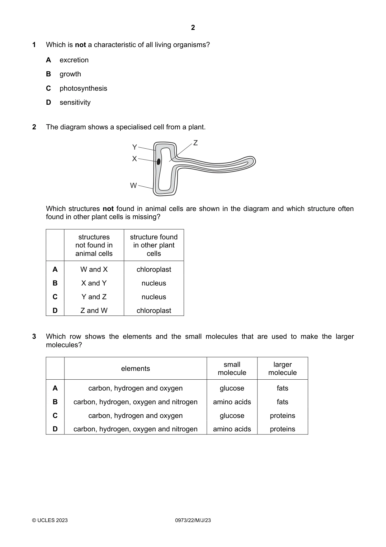 Cambridge IGCSE Sciences - Co-ordinated (9-1) 0973 2023 May/June Paper 2 · Variant 2 question paper, page 2 of 16