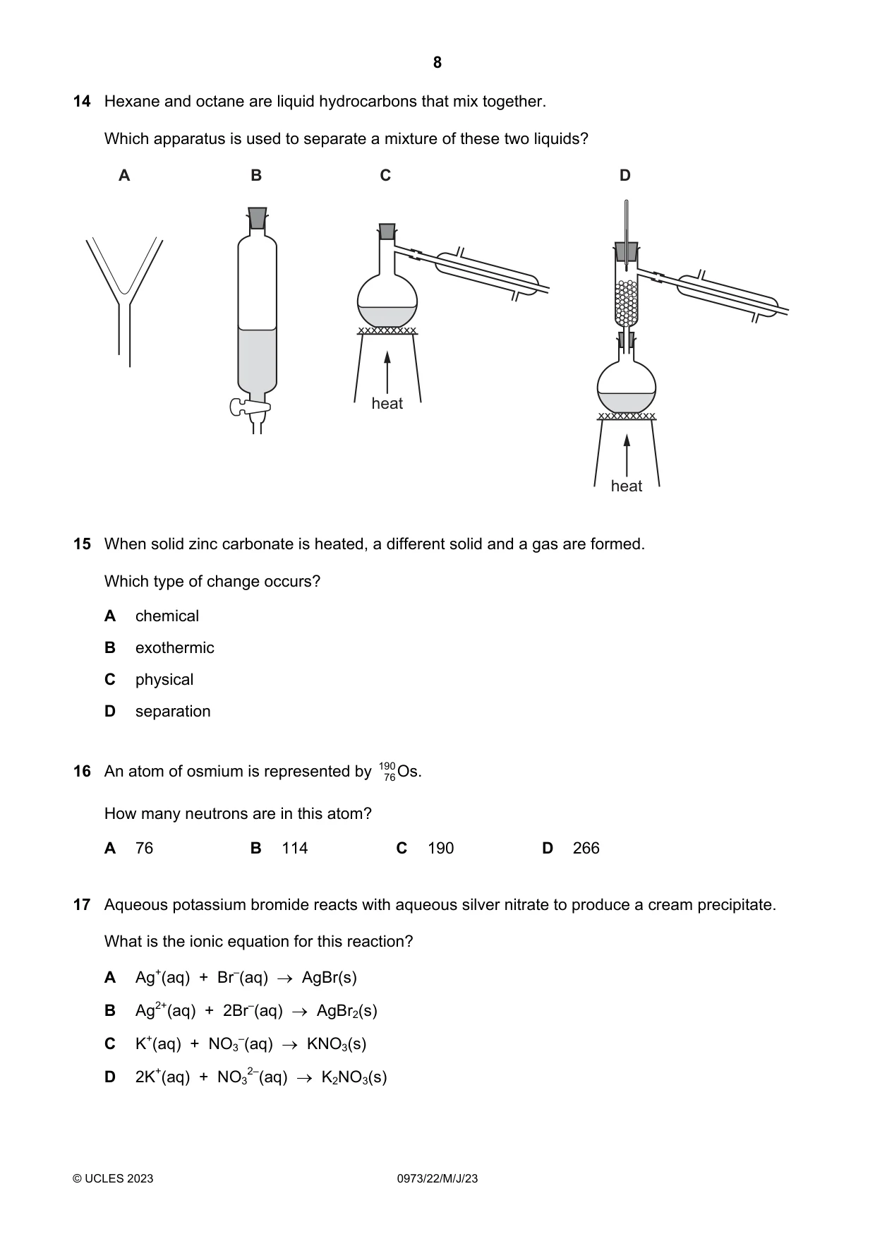 Cambridge IGCSE Sciences - Co-ordinated (9-1) 0973 2023 May/June Paper 2 · Variant 2 question paper, page 8 of 16