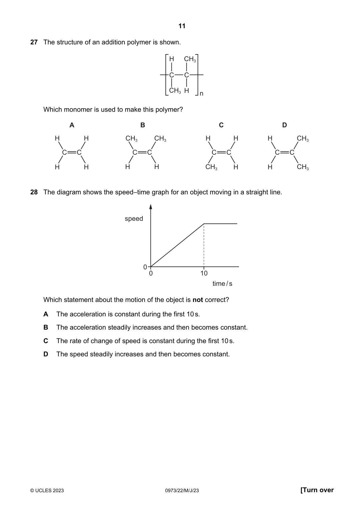 Cambridge IGCSE Sciences - Co-ordinated (9-1) 0973 2023 May/June Paper 2 · Variant 2 question paper, page 11 of 16