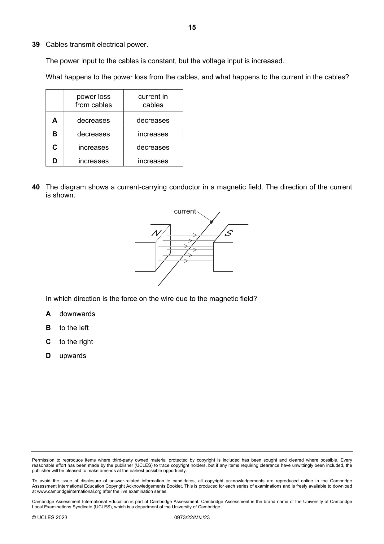 Cambridge IGCSE Sciences - Co-ordinated (9-1) 0973 2023 May/June Paper 2 · Variant 2 question paper, page 15 of 16