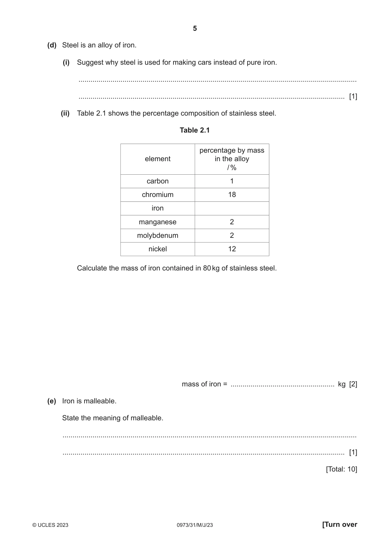 Cambridge IGCSE Sciences - Co-ordinated (9-1) 0973 2023 May/June Paper 3 · Variant 1 question paper, page 5 of 32