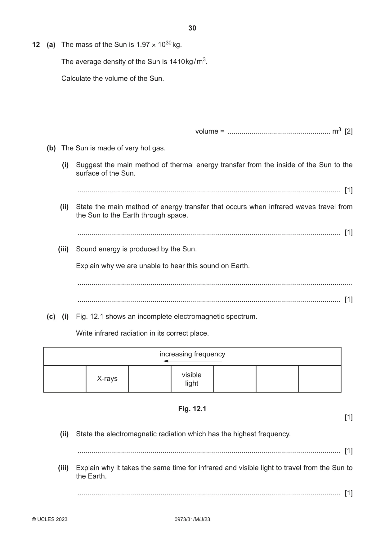 Cambridge IGCSE Sciences - Co-ordinated (9-1) 0973 2023 May/June Paper 3 · Variant 1 question paper, page 30 of 32