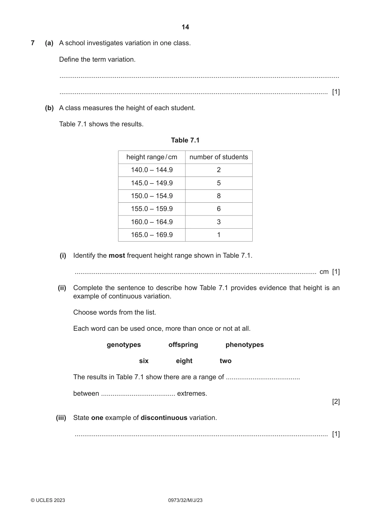 Cambridge IGCSE Sciences - Co-ordinated (9-1) 0973 2023 May/June Paper 3 · Variant 2 question paper, page 14 of 28
