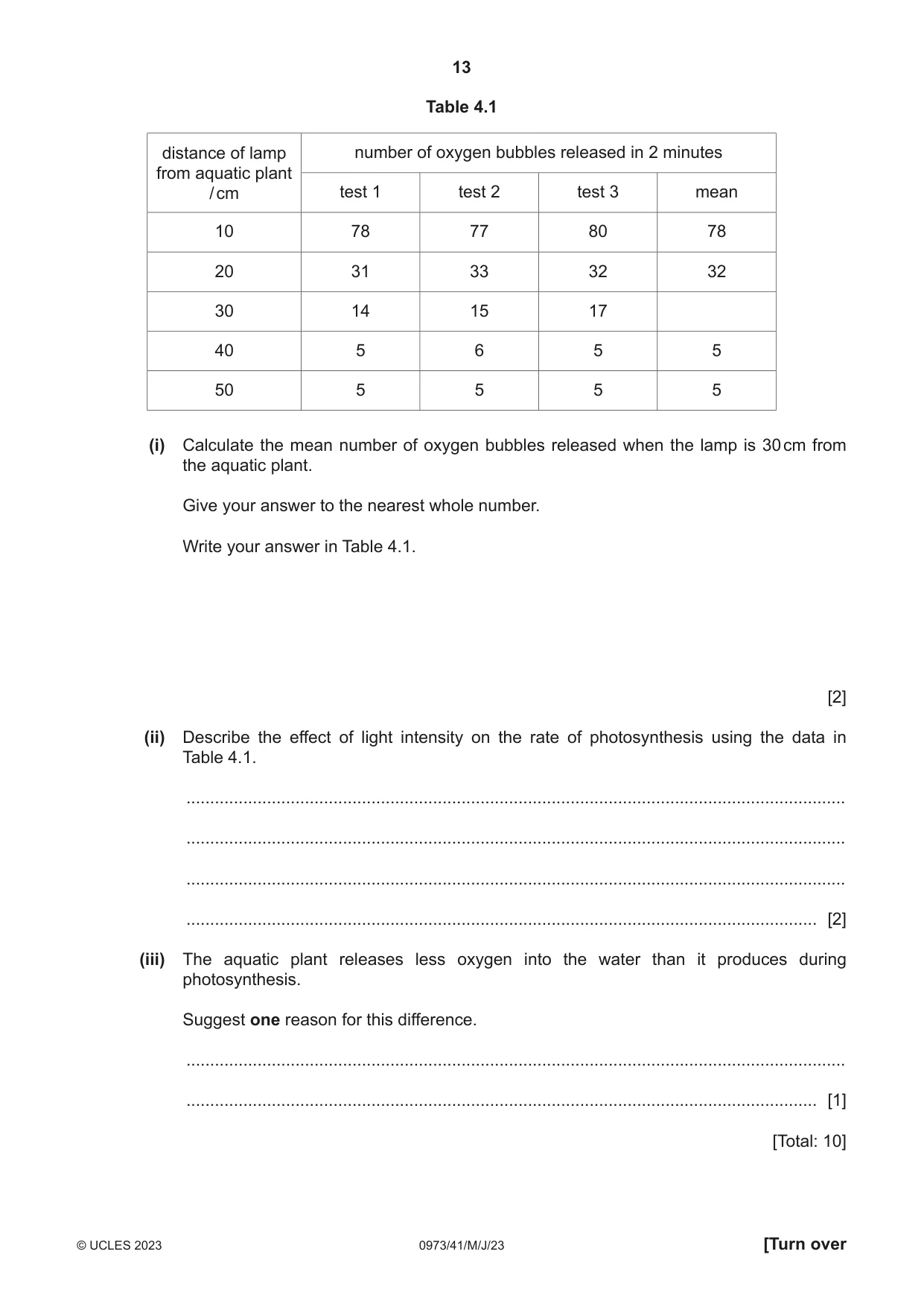 Cambridge IGCSE Sciences - Co-ordinated (9-1) 0973 2023 May/June Paper 4 · Variant 1 question paper, page 13 of 32