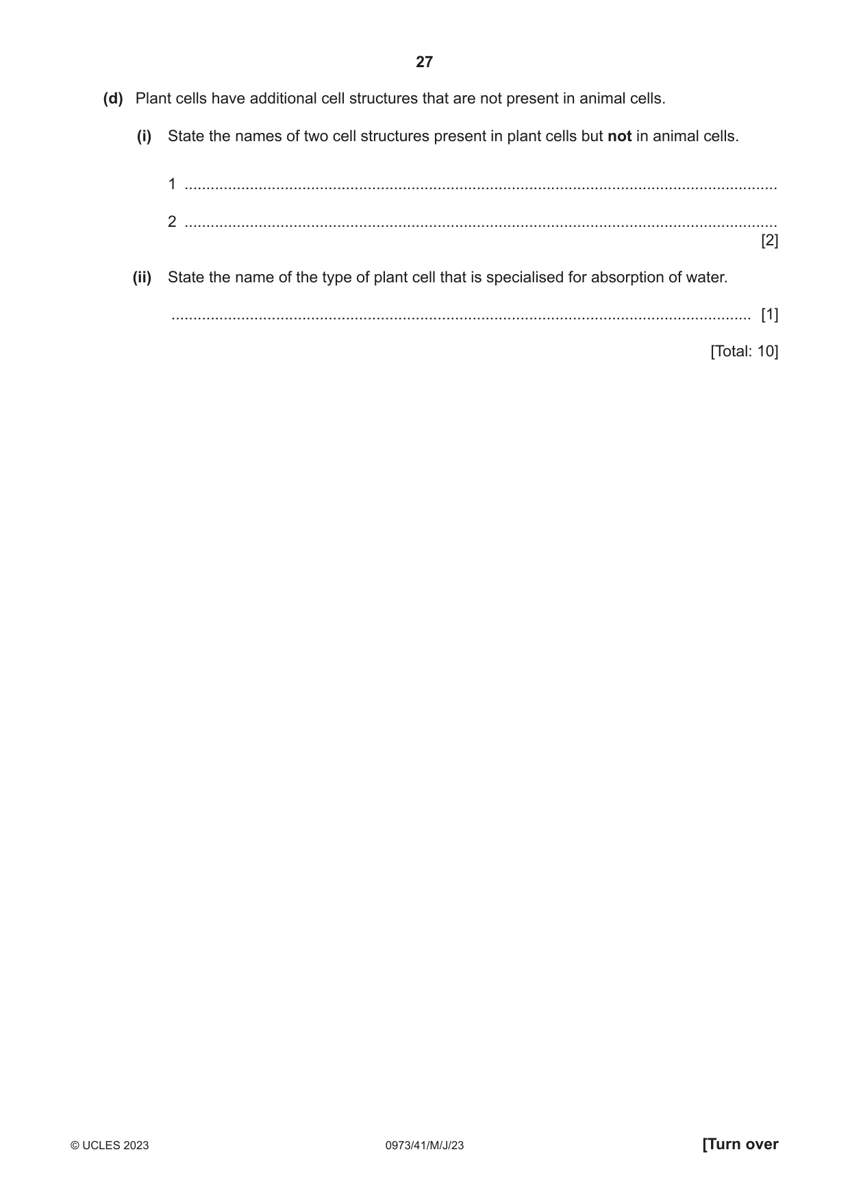 Cambridge IGCSE Sciences - Co-ordinated (9-1) 0973 2023 May/June Paper 4 · Variant 1 question paper, page 27 of 32