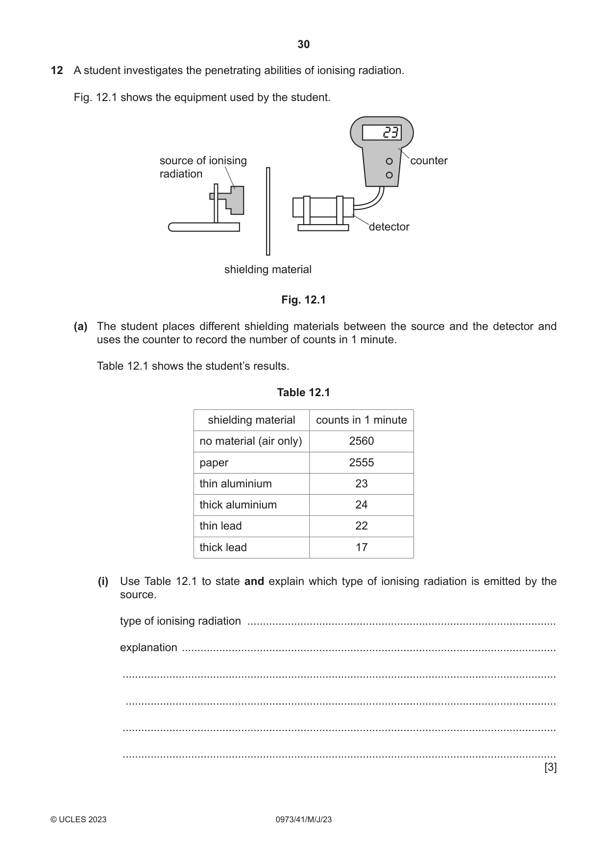 Cambridge IGCSE Sciences - Co-ordinated (9-1) 0973 2023 May/June Paper 4 · Variant 1 question paper, page 30 of 32