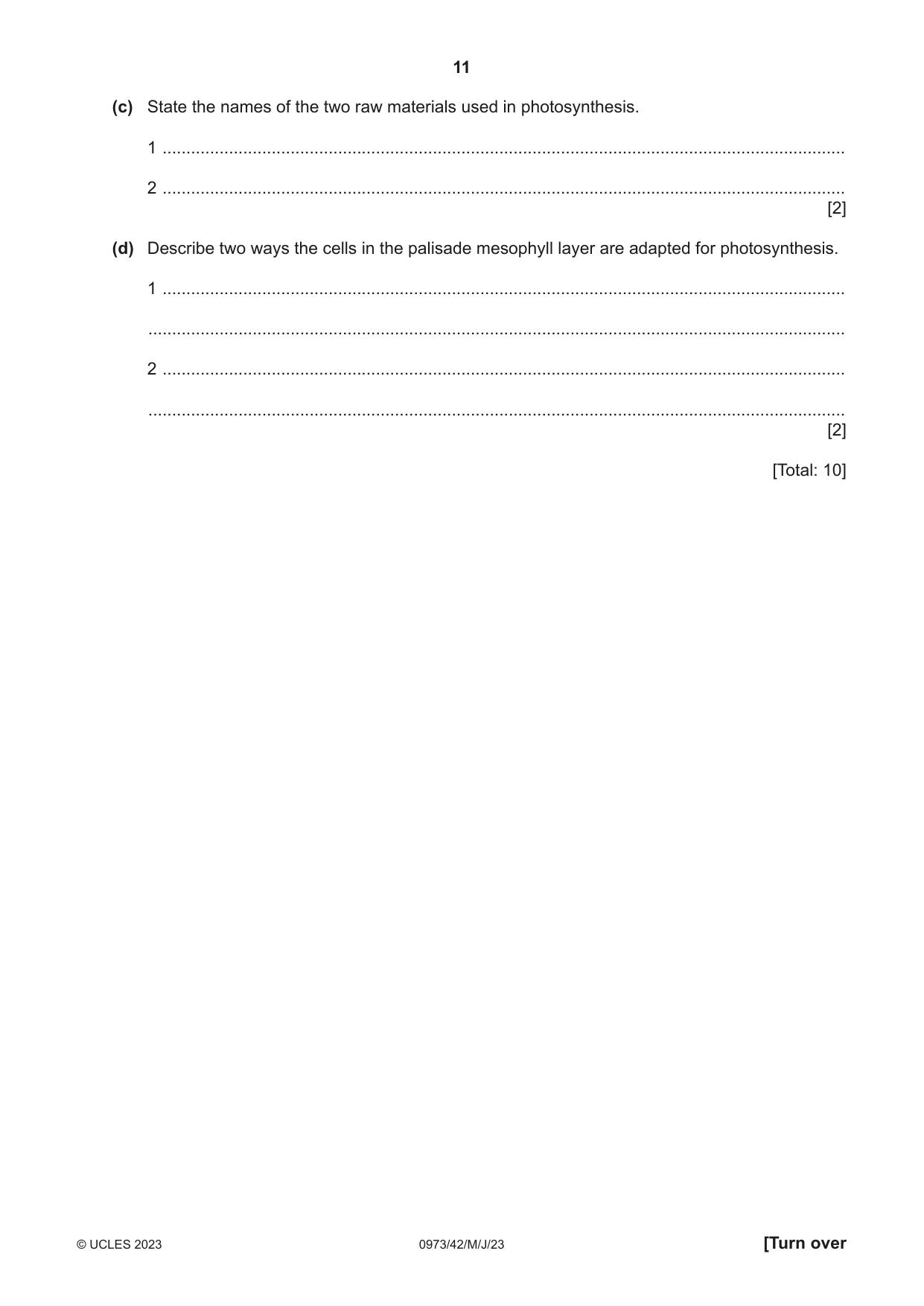 Cambridge IGCSE Sciences - Co-ordinated (9-1) 0973 2023 May/June Paper 4 · Variant 2 question paper, page 11 of 32