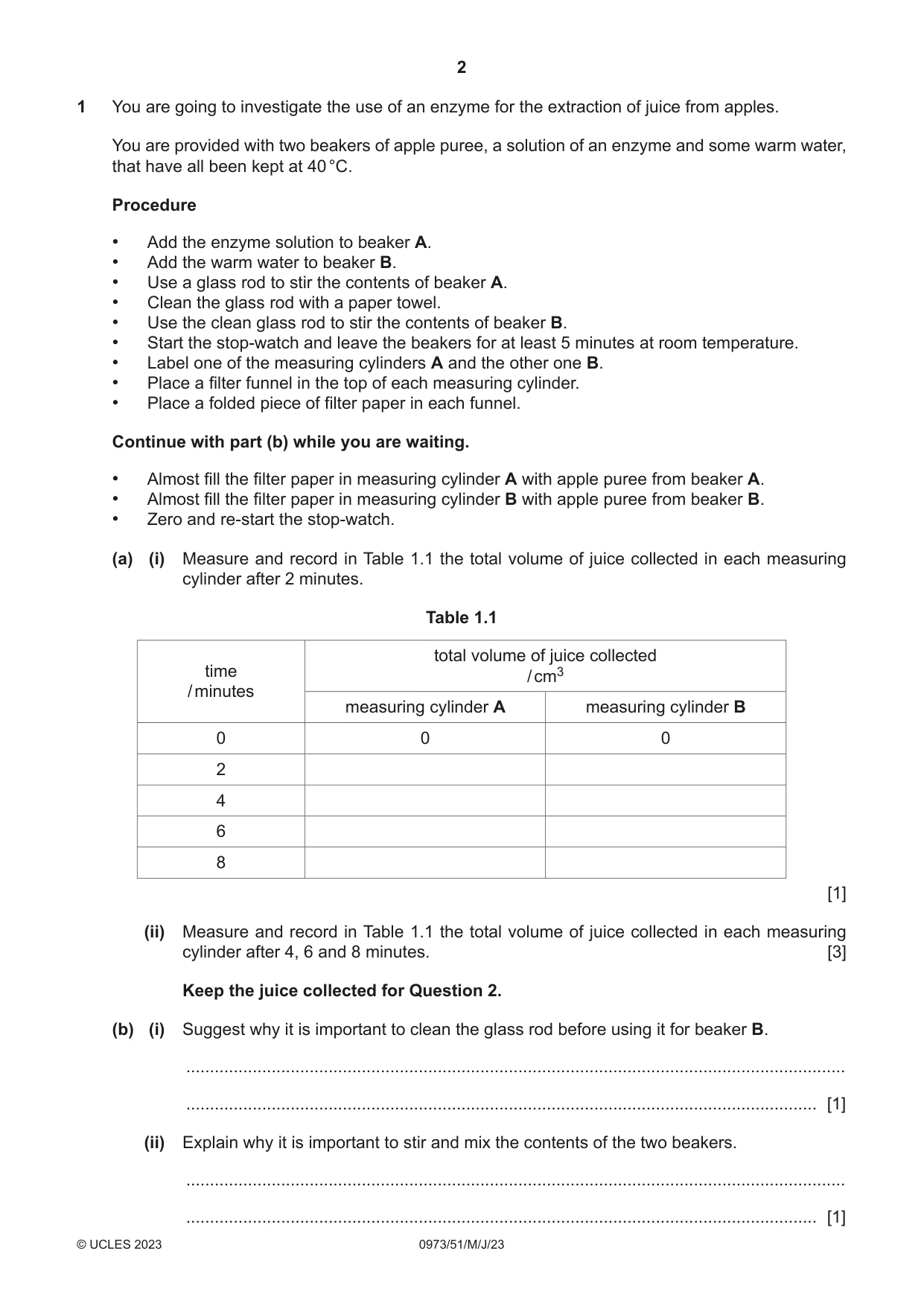 Cambridge IGCSE Sciences - Co-ordinated (9-1) 0973 2023 May/June Paper 5 · Variant 1 question paper, page 2 of 16