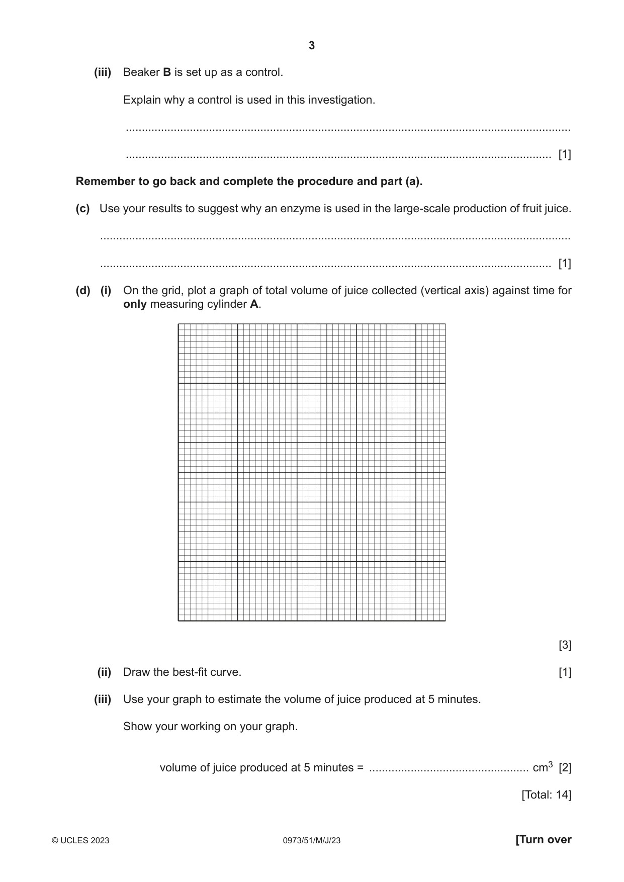 Cambridge IGCSE Sciences - Co-ordinated (9-1) 0973 2023 May/June Paper 5 · Variant 1 question paper, page 3 of 16