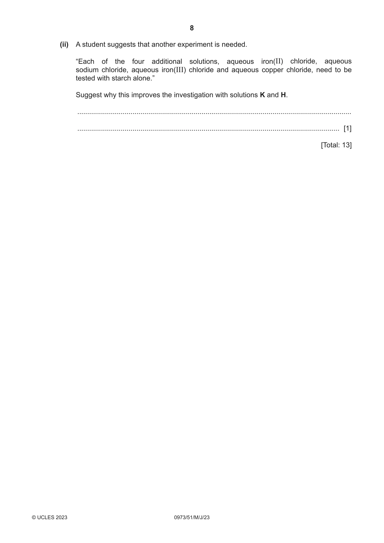 Cambridge IGCSE Sciences - Co-ordinated (9-1) 0973 2023 May/June Paper 5 · Variant 1 question paper, page 8 of 16