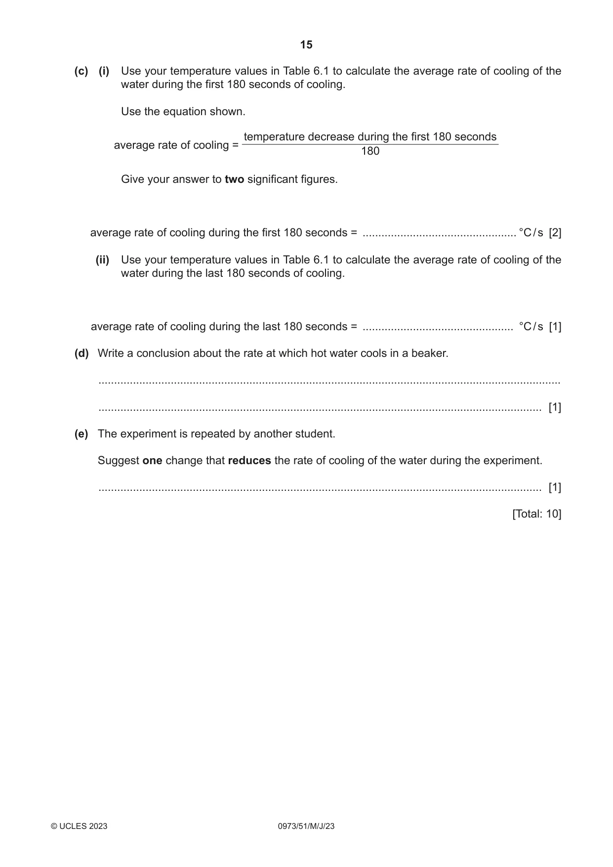 Cambridge IGCSE Sciences - Co-ordinated (9-1) 0973 2023 May/June Paper 5 · Variant 1 question paper, page 15 of 16