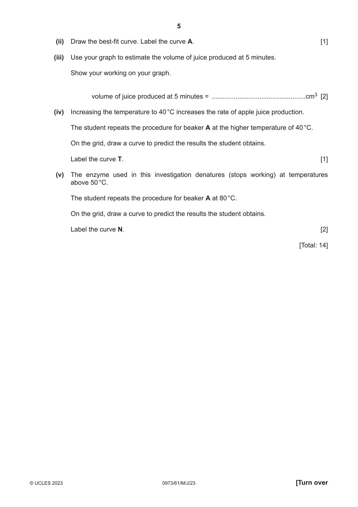 Cambridge IGCSE Sciences - Co-ordinated (9-1) 0973 2023 May/June Paper 6 · Variant 1 question paper, page 5 of 20