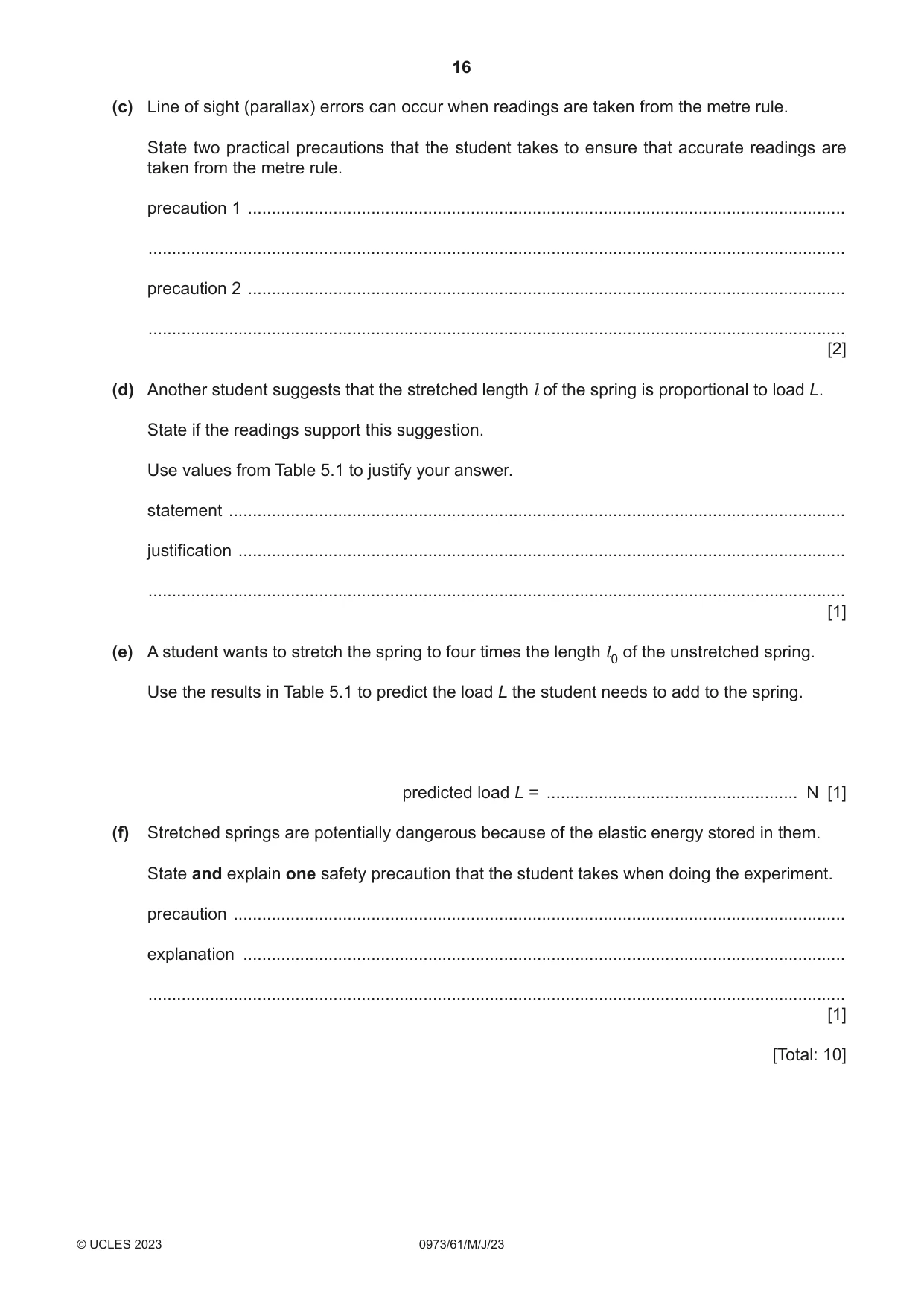 Cambridge IGCSE Sciences - Co-ordinated (9-1) 0973 2023 May/June Paper 6 · Variant 1 question paper, page 16 of 20