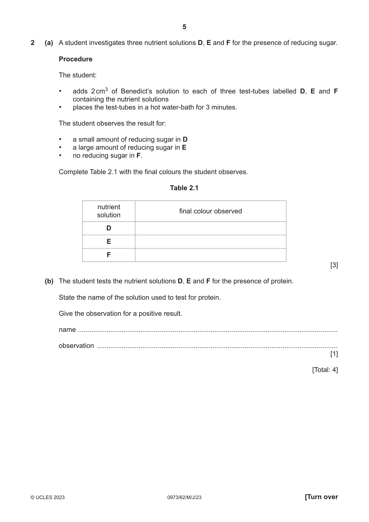 Cambridge IGCSE Sciences - Co-ordinated (9-1) 0973 2023 May/June Paper 6 · Variant 2 question paper, page 5 of 24