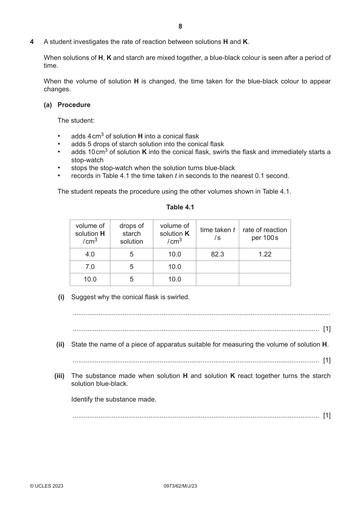 Cambridge IGCSE Sciences - Co-ordinated (9-1) 0973 2023 May/June Paper 6 · Variant 2 question paper, page 8 of 24