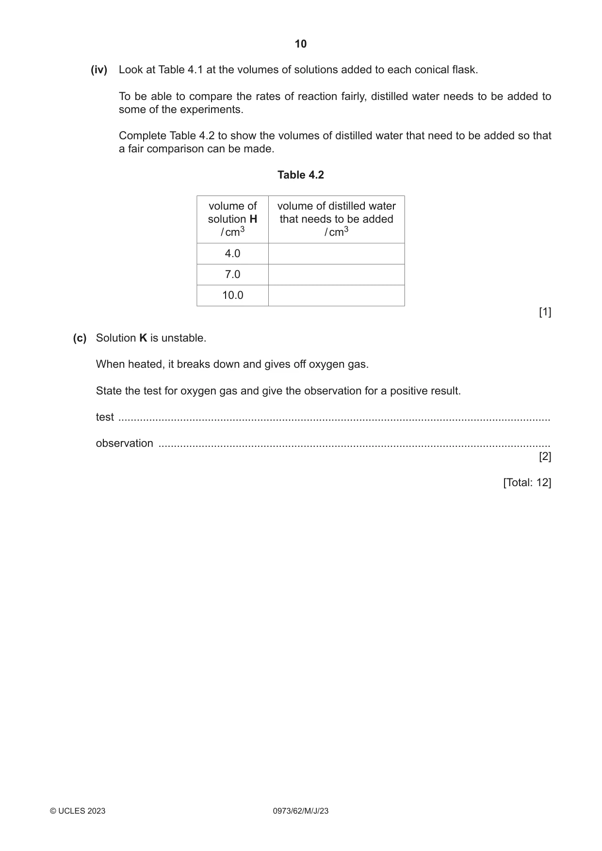 Cambridge IGCSE Sciences - Co-ordinated (9-1) 0973 2023 May/June Paper 6 · Variant 2 question paper, page 10 of 24