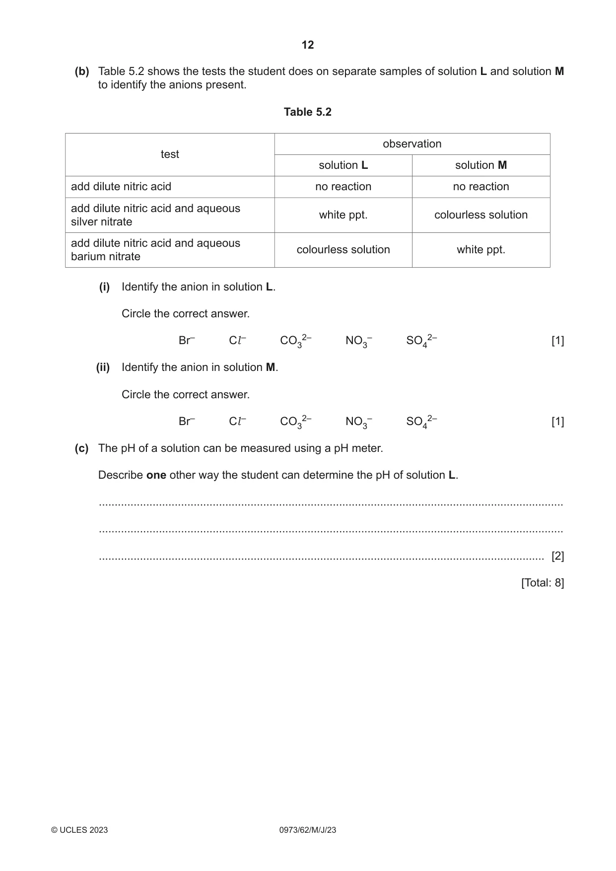 Cambridge IGCSE Sciences - Co-ordinated (9-1) 0973 2023 May/June Paper 6 · Variant 2 question paper, page 12 of 24