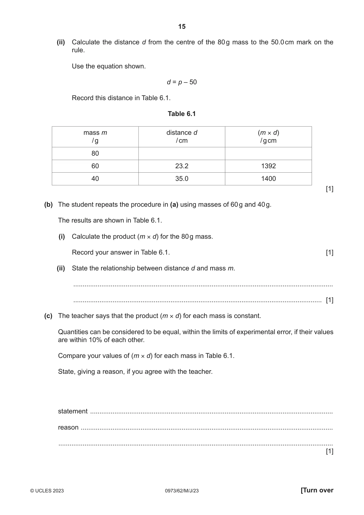 Cambridge IGCSE Sciences - Co-ordinated (9-1) 0973 2023 May/June Paper 6 · Variant 2 question paper, page 15 of 24