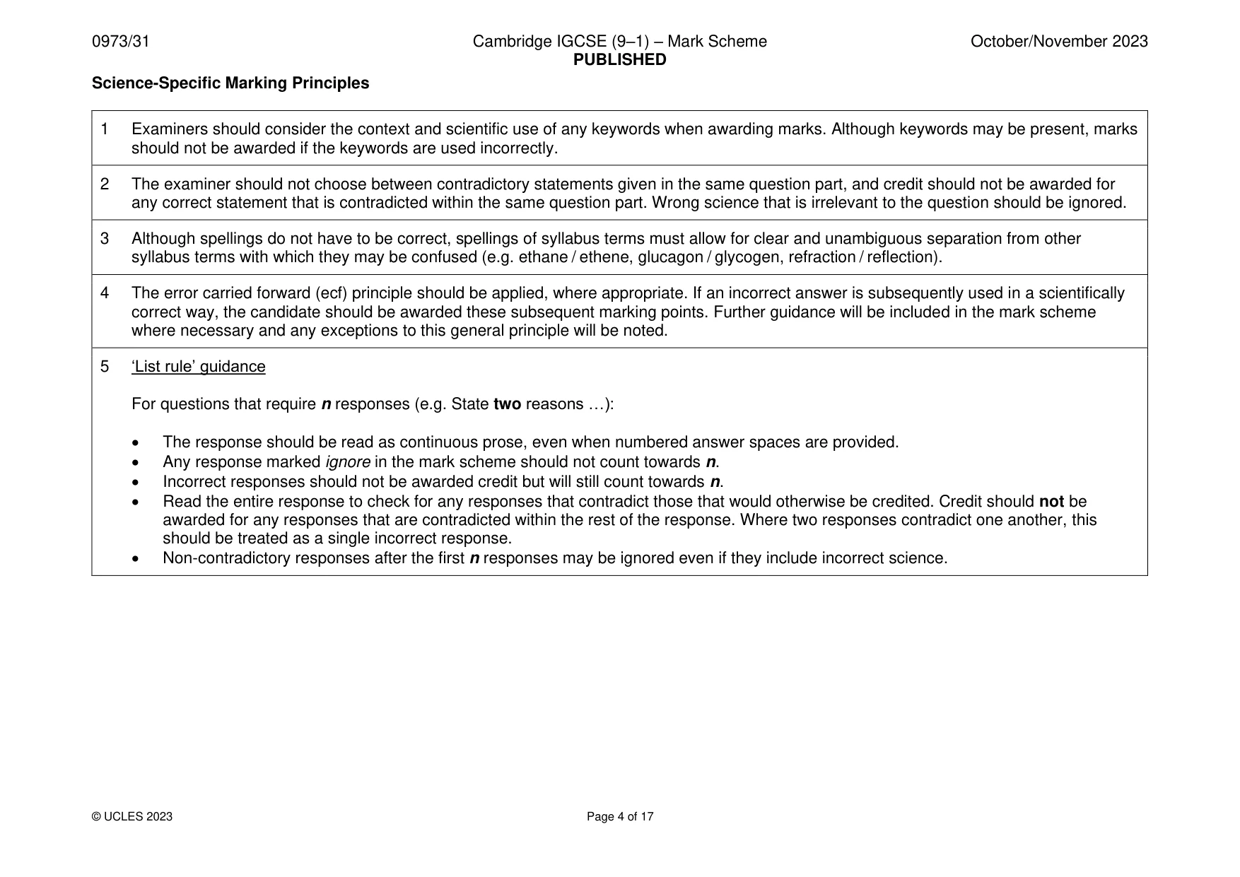 Mark scheme, page 4 of 17