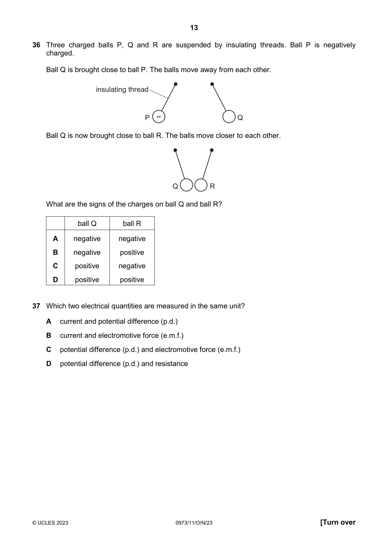 Cambridge IGCSE Sciences - Co-ordinated (9-1) 0973 2023 Oct/Nov Paper 1 · Variant 1 question paper, page 13 of 16
