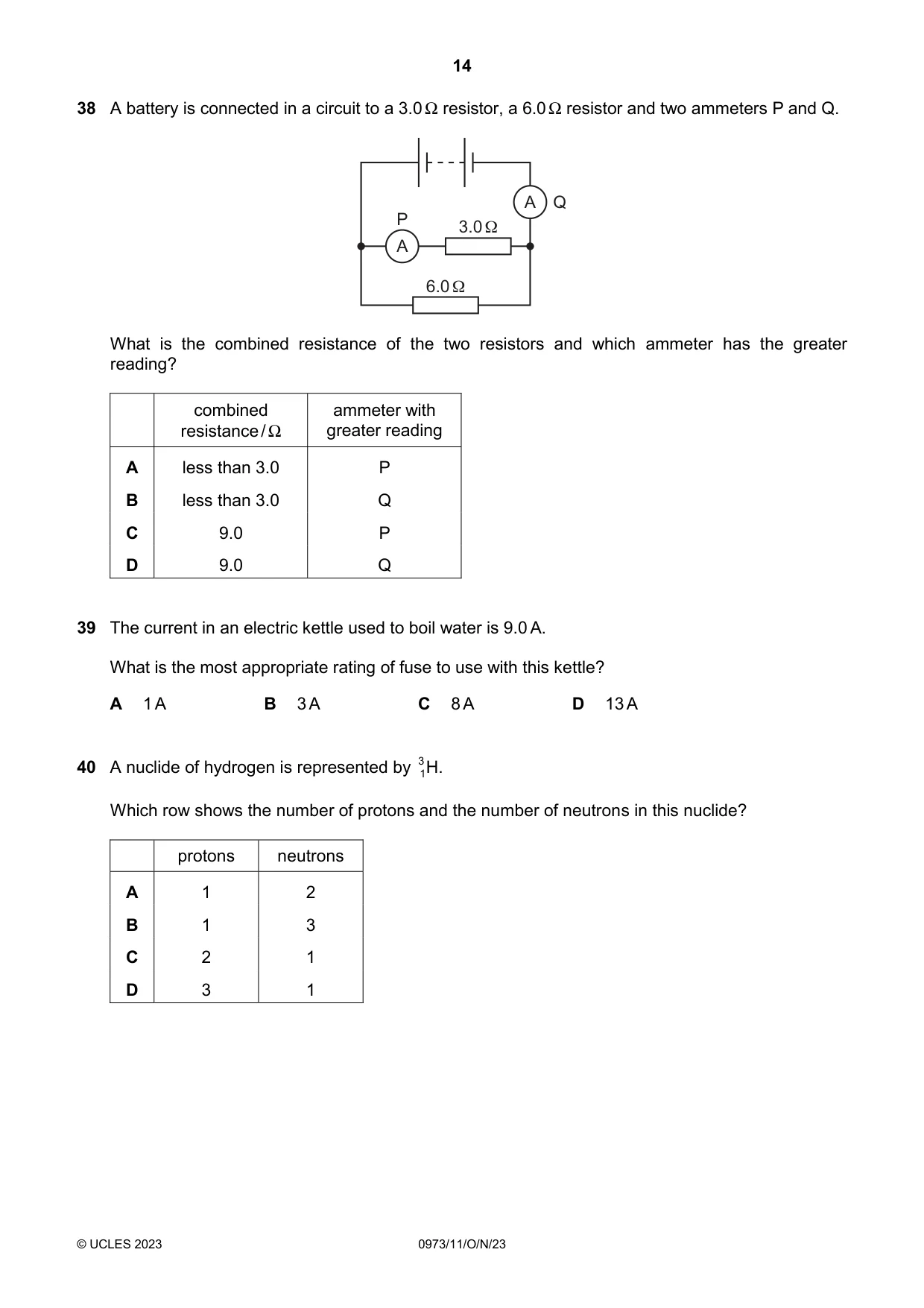 Cambridge IGCSE Sciences - Co-ordinated (9-1) 0973 2023 Oct/Nov Paper 1 · Variant 1 question paper, page 14 of 16