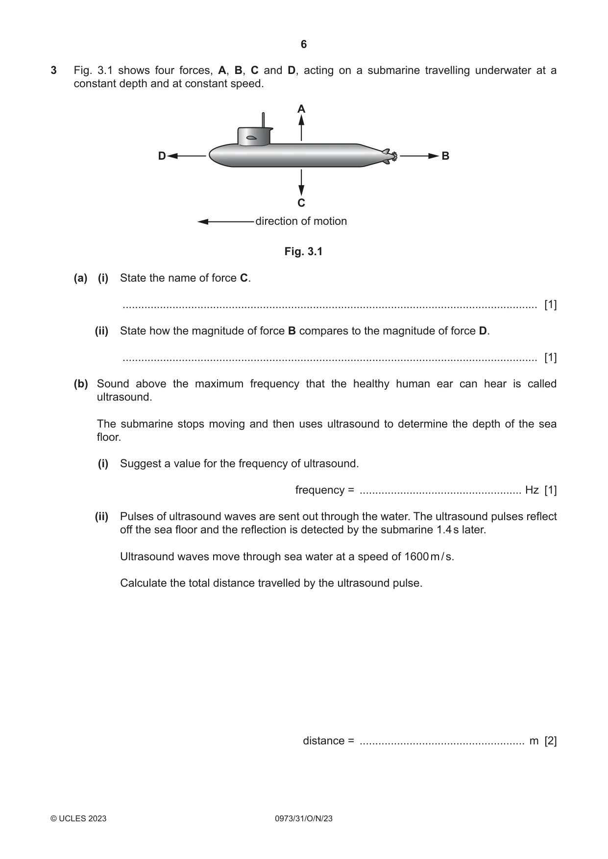 Cambridge IGCSE Sciences - Co-ordinated (9-1) 0973 2023 Oct/Nov Paper 3 · Variant 1 question paper, page 6 of 28