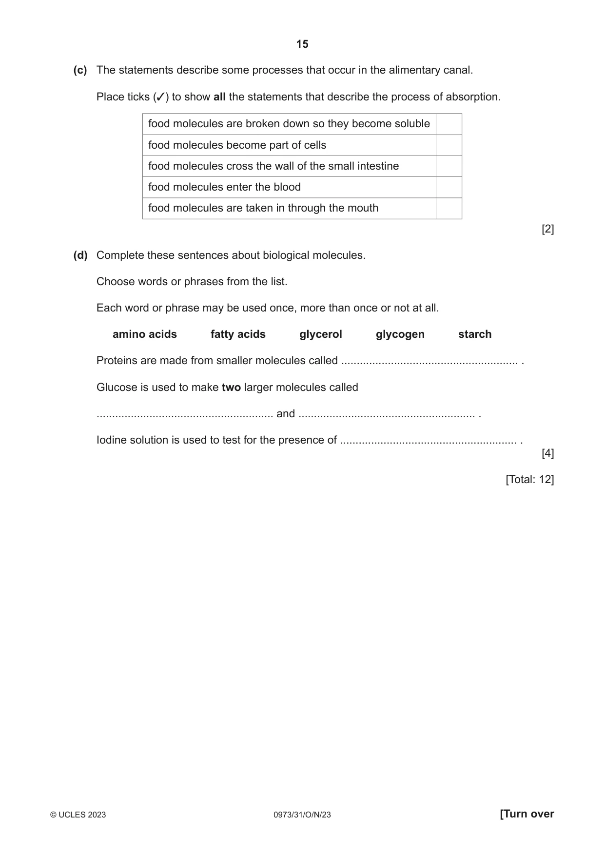 Cambridge IGCSE Sciences - Co-ordinated (9-1) 0973 2023 Oct/Nov Paper 3 · Variant 1 question paper, page 15 of 28