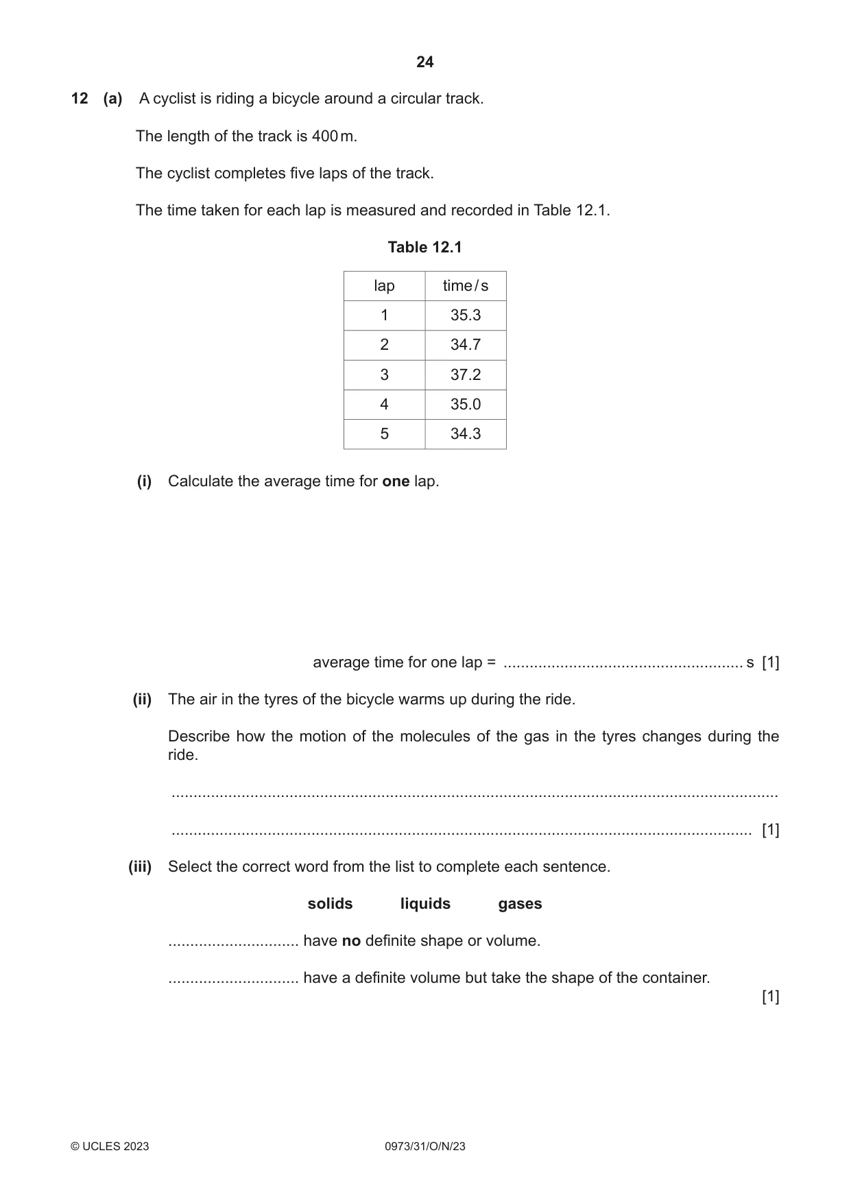 Cambridge IGCSE Sciences - Co-ordinated (9-1) 0973 2023 Oct/Nov Paper 3 · Variant 1 question paper, page 24 of 28