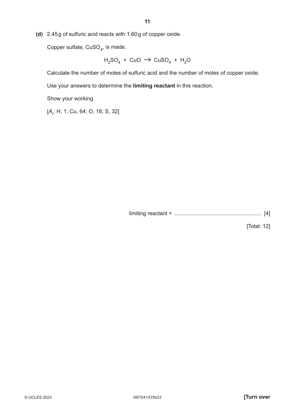 Cambridge IGCSE Sciences - Co-ordinated (9-1) 0973 2023 Oct/Nov Paper 4 · Variant 1 question paper, page 11 of 28